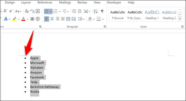 Press the keyboard shortcut to add bullets.