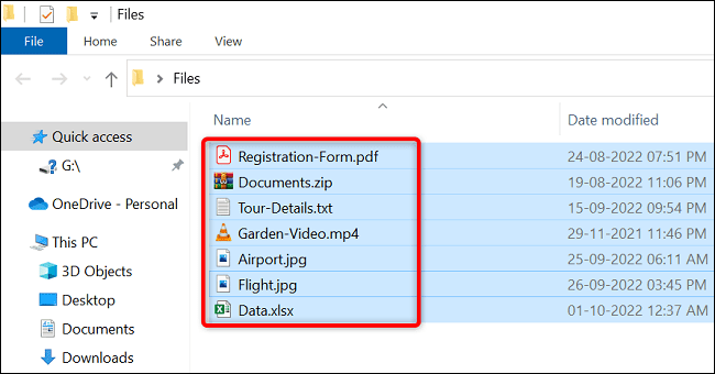 Press Ctrl+A to select all files.