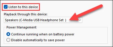 Check "Listen Through This Device" and select second device in the drop-down.