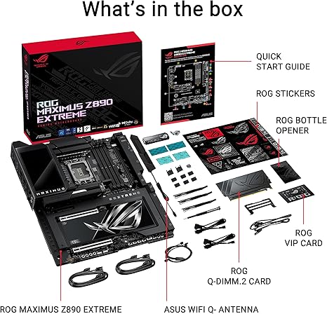 وسایل داخل جعبه مادربرد ایسوس راگ z890 maximus extreme
